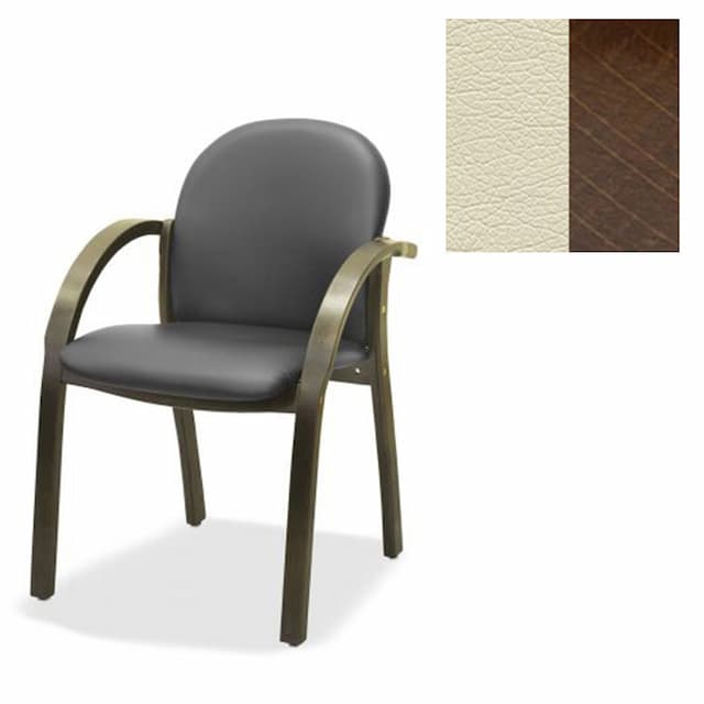 Офисный стул Юнитекс Джуно люкс экокожа премиум светло-бежевая CN1112/дерево-орех