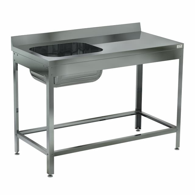 Ванна моечная цельнотянутая односекционная с рабочей поверхностью КОБОР ВМЦР/1-120/60/430 Л/П 