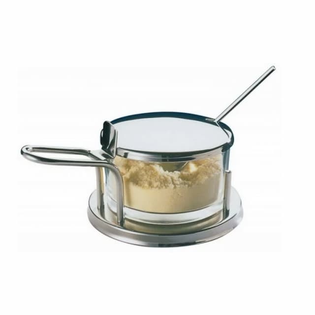 Сахарница/пармезанница d=10,5 см. нерж+ стекло с ложкой APS арт. 40330